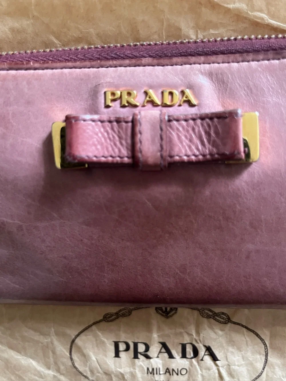Prada continental wallet Pink Leather with gorgeous Monagram hardware.